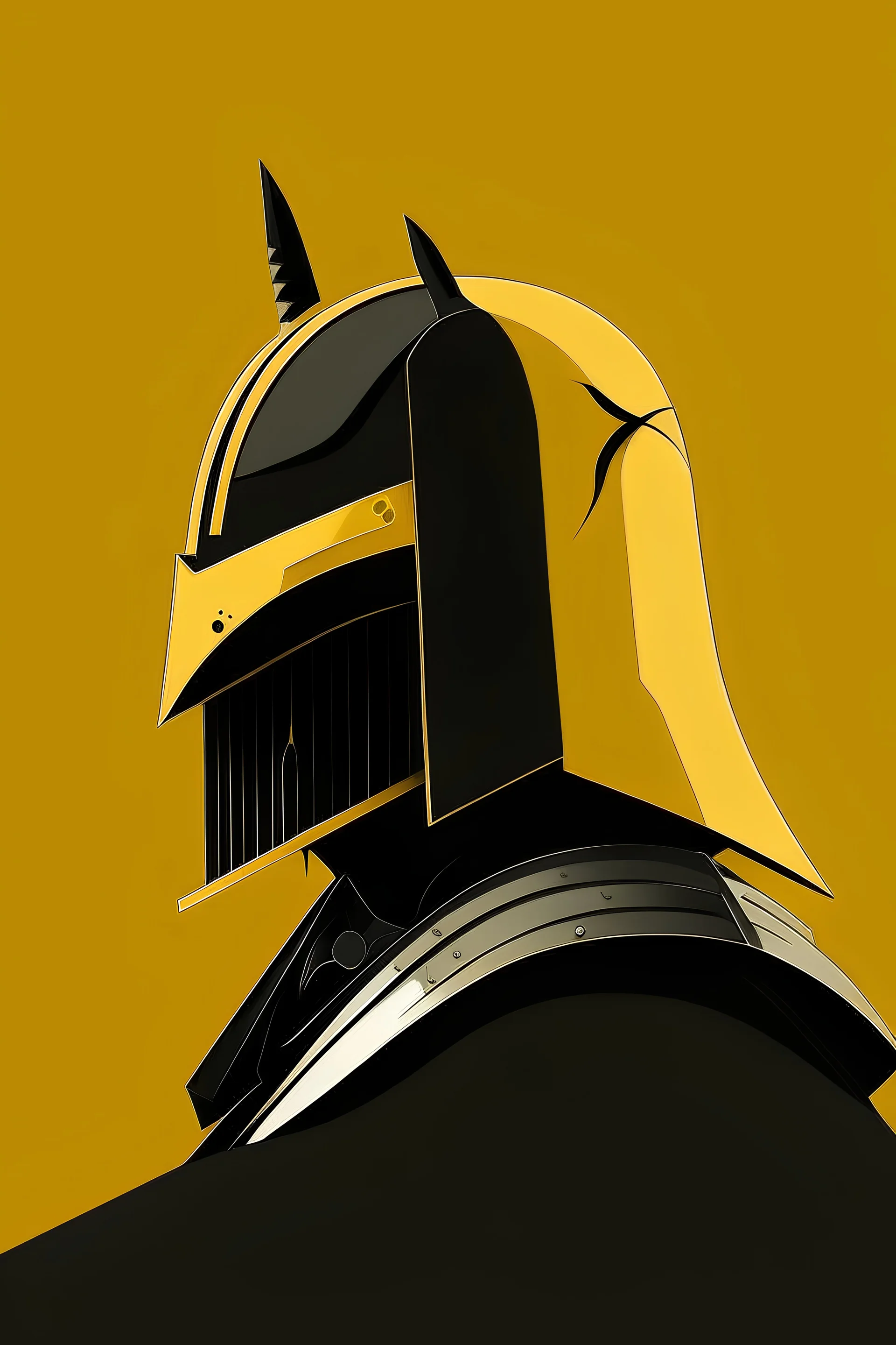 Profile picture, AFeeKay text at the bottom, katana, samurai, head only, yellow, armoured, minimalizm, face front