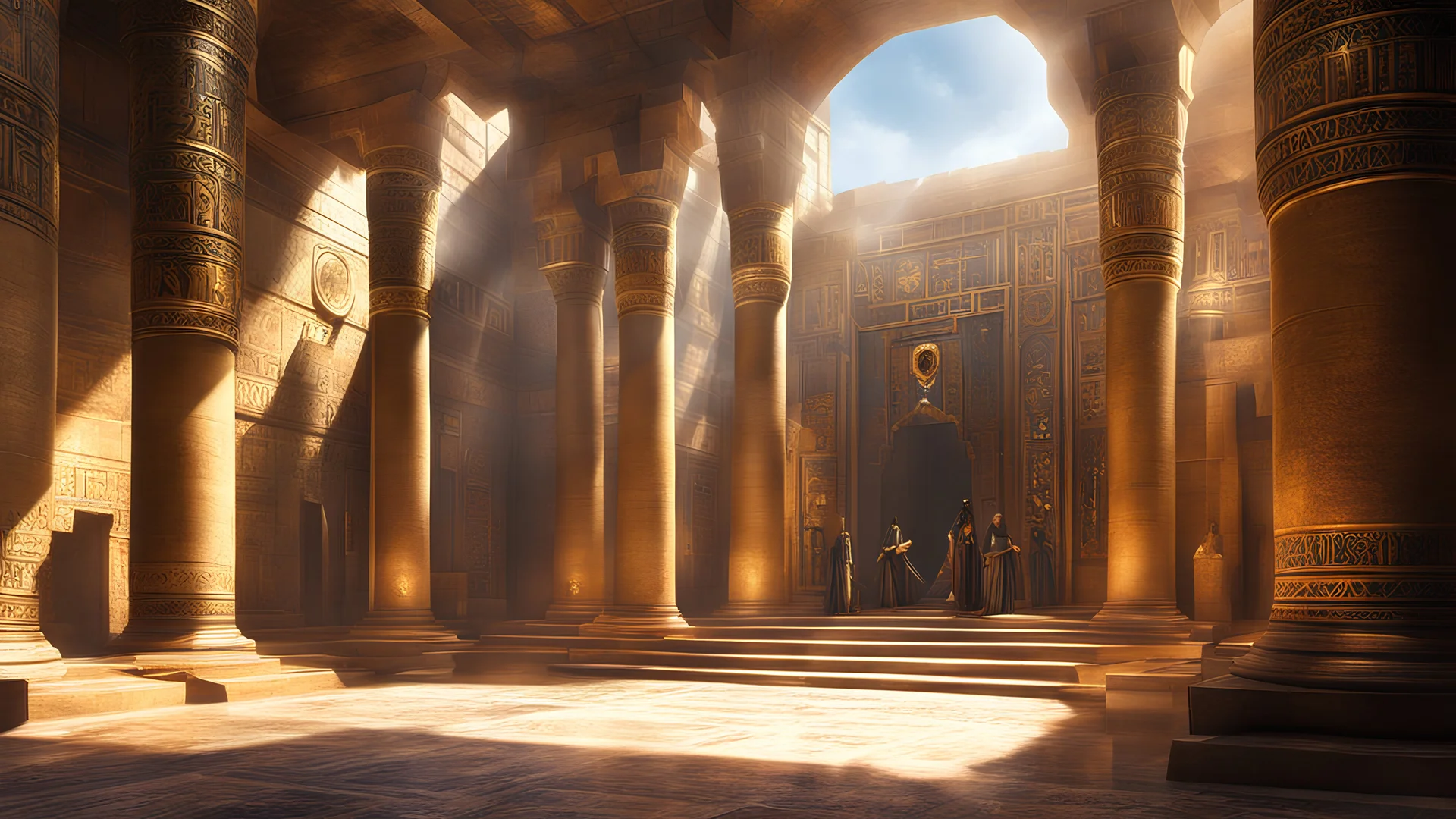 ((Masterpiece:1.3,concept art,best quality)),Egyptian castle interior,macro,sunlight,fantasy,dynamic composition,dramatic lighting,epic realism,award winning illustration