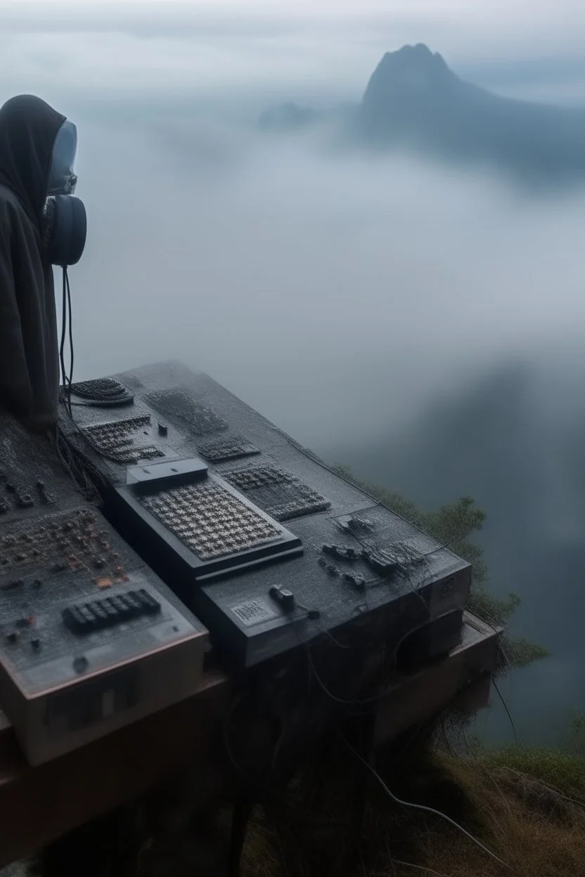 A hooded figure In the fog