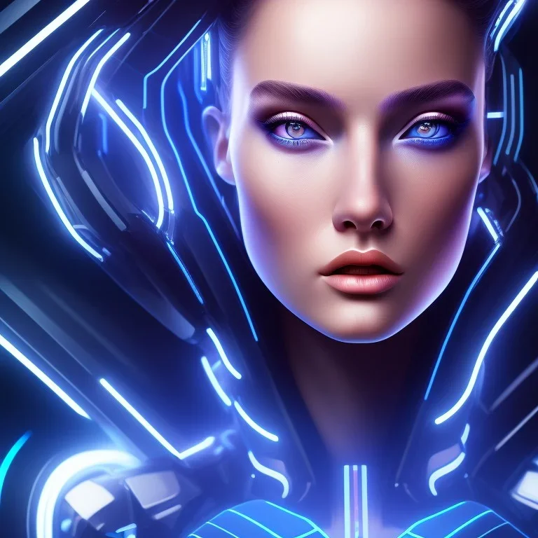 cyberblue, head, woman, portrai, tron