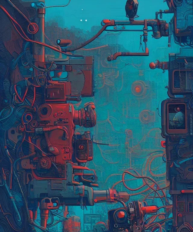 Camera., concept art, hyper detailed, asaf hanuka, dan mumford, kilian eng, post-apocalyptic, oil on canvas