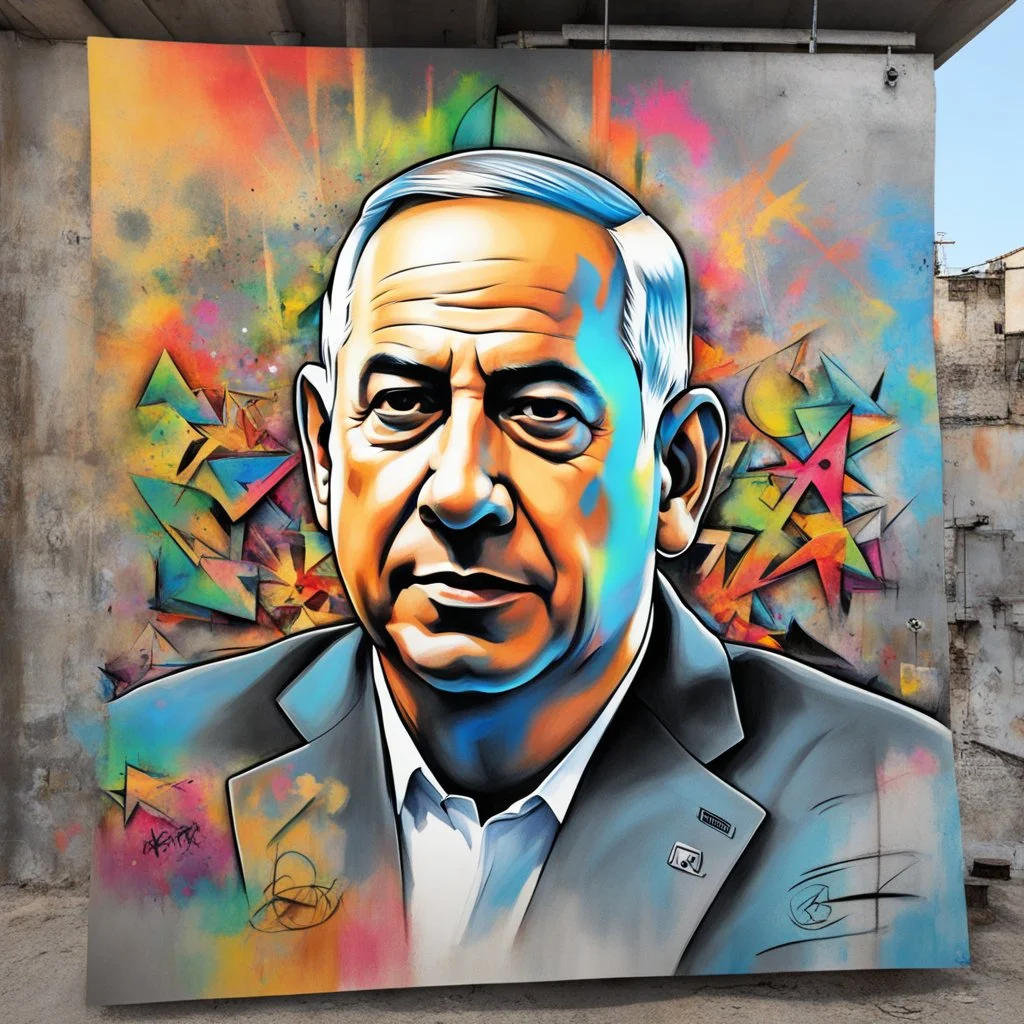 Dibujo de Benjamin Netanyahu, arte grafiti, , calidad ultra, 8k