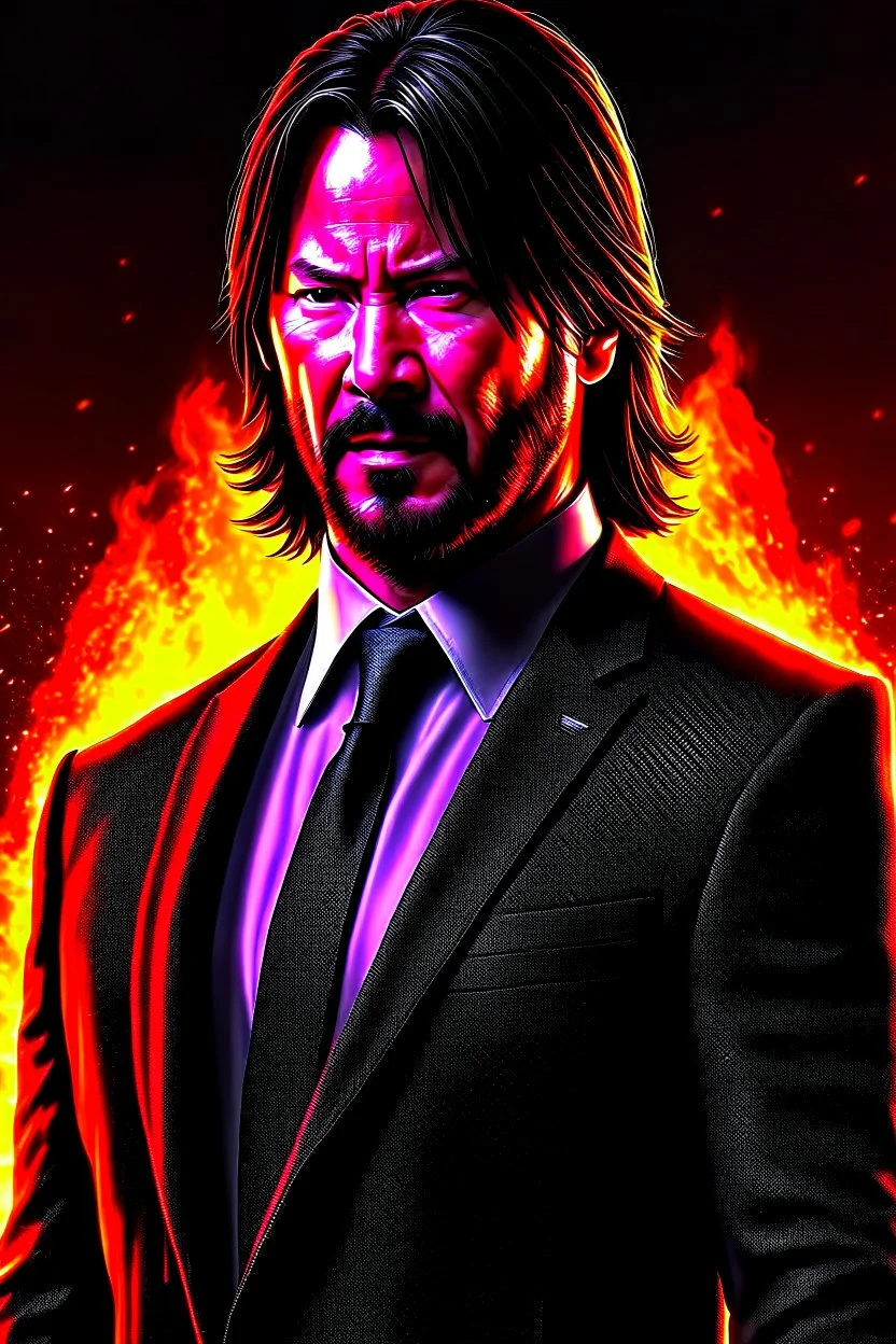 John Wick turning Super Saiyan photo real