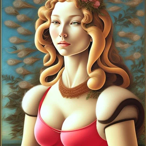 portrait of a beautiful busty woman Sandro Botticelli style smiling