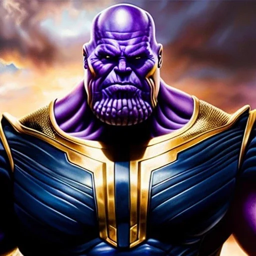 Ultra detailed fullbody Portrait in oil on canvas of Thanos (Marvel) with armor,intense stare,extremely detailed digital painting, extremely detailed face,crystal clear Big eyes, mystical colors ,perfectly centered image, perfect composition, rim light, beautiful lighting, 8k, stunning scene, raytracing, anatomically correct, in the style of robert e howard and Ken Kelley and Ohrai Noriyoshi and Simon Bisley and tomzj1