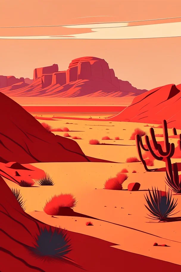 a simple red blooded desert valley cel shading