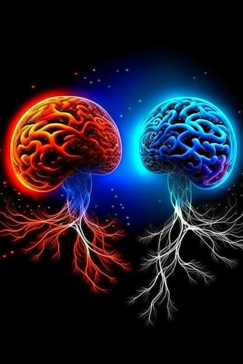 neurones of the brain same as a galaxy connection of the planets in the galaxy and the brain