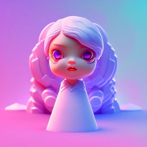 isometric clean art of super cute girl poster, soft lighting, soft pastel gradients, high definition, 3d icon clay render, blender 3d