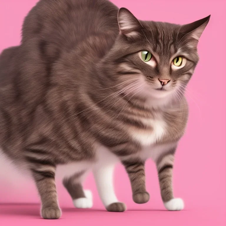 cat donut in the mouth, pink background, high details, 8k, hyper realistic