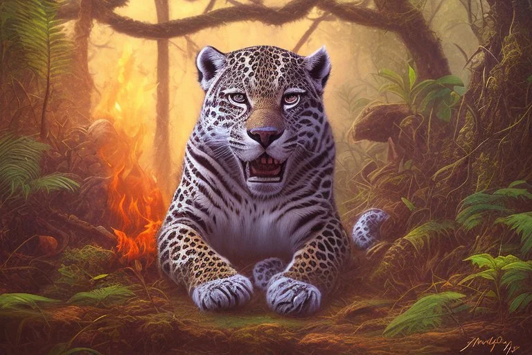 jungle the jaguar is watching on fire