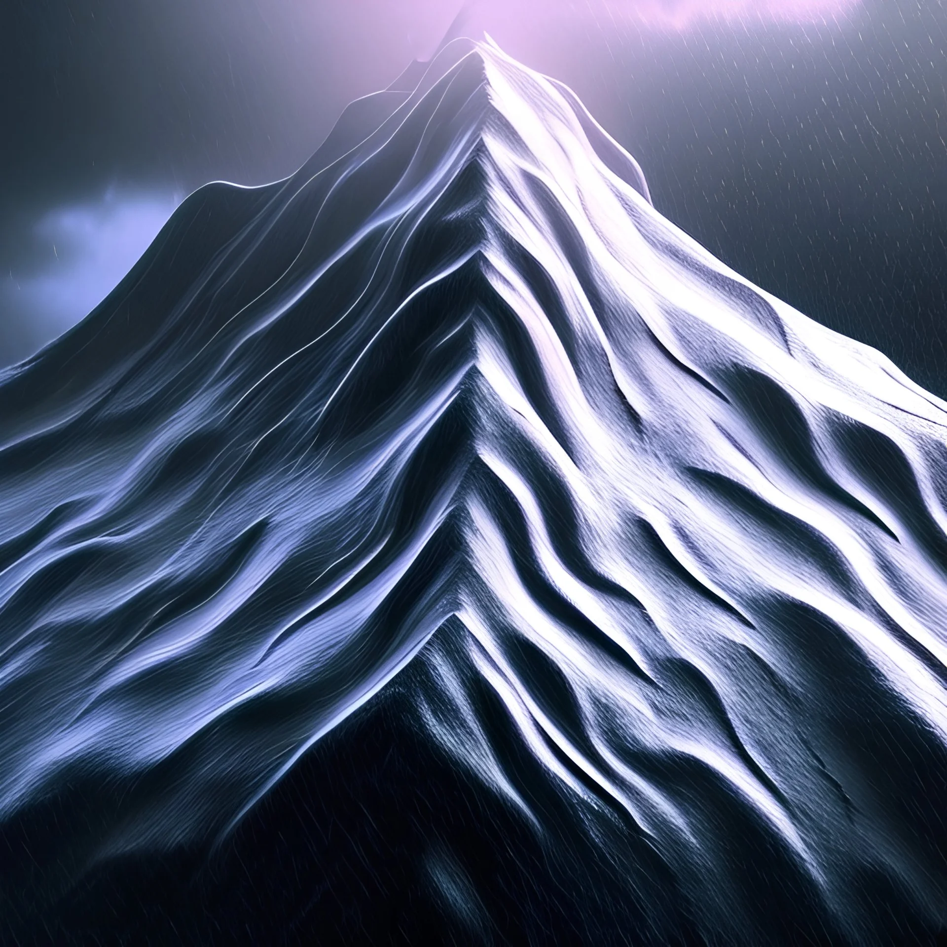 3d design of a mountain in the rain, close up view