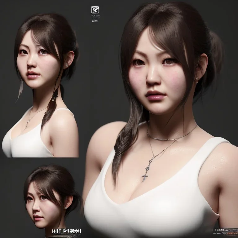 photo face and bust, hitomi tanaka, white dress, highly realistic, highly detailed, octane render,