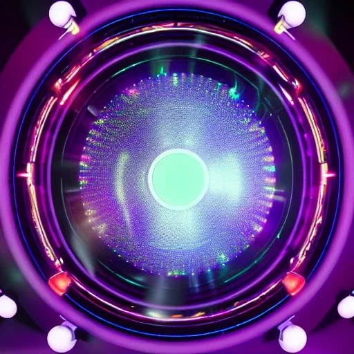 1990s club music, rave album art, metallic, iridescent, holographic, bokeh, lens flair, gaussian blur light spot, sparkles, fun, cute, 3d rendering blender, abstract, vinyl, music, electronic, dance music, alternative, futuristic, fun, primary colors. 8k, HD, unreal engine, blender, fisheye, pinball machine