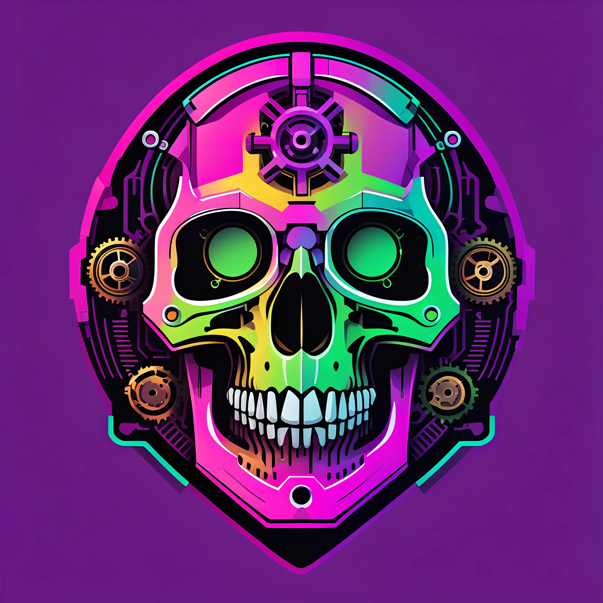 FLAT VECTOR LAYERED IMAGE OF CYBERNETIC SKULL PARTS IN A SCHEMATIC