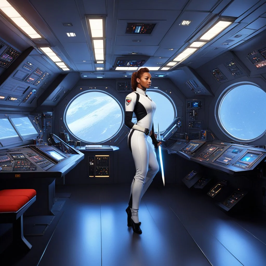Despite having some of the largest quarters upon the USS Valiant, Ensign Thena Cys'varion prefers to keep a large area open to allow her to practice her swordplay while looking out into space. After nearly a month aboard the Valiant, her quarters have come to resemble more of a dance studio, with an amazing view of space, than typical quarters aboard a starship.