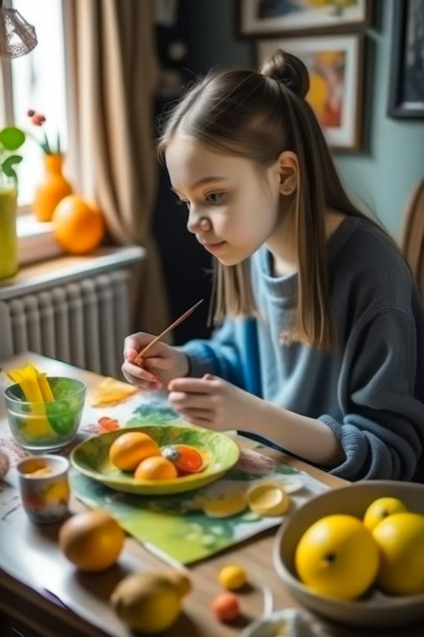 Gadis lukis makanan di rumah