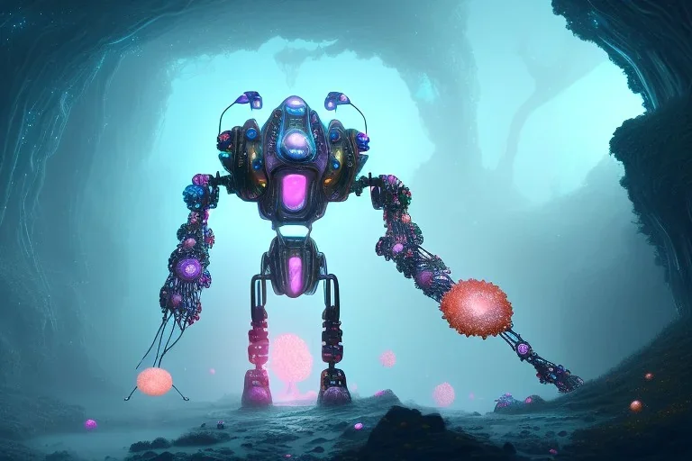 cave exploration glow galaxy coral twigs bridge steam walking mech