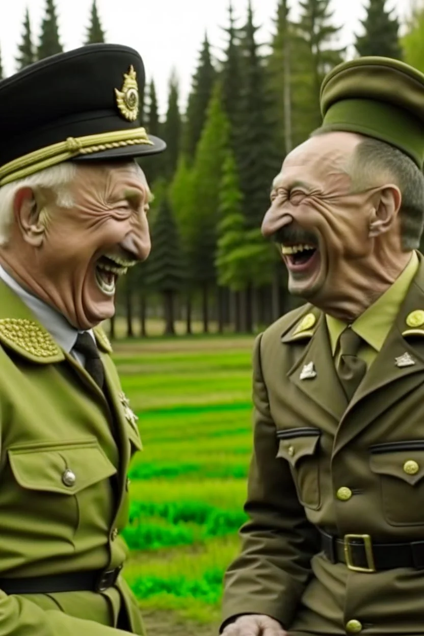 4k full détails. Photo. Vladimir Poutine laughing with Adolf hitler in ukraine