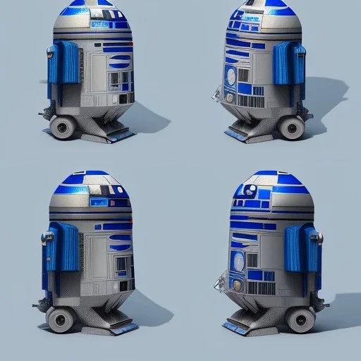 Tiny cute isometric r2d2 backpack, soft smooth lighting, with soft colors, 100mm lens, 3d blender render, trending on polycount, modular constructivism, blue background, physically based rendering, centered.