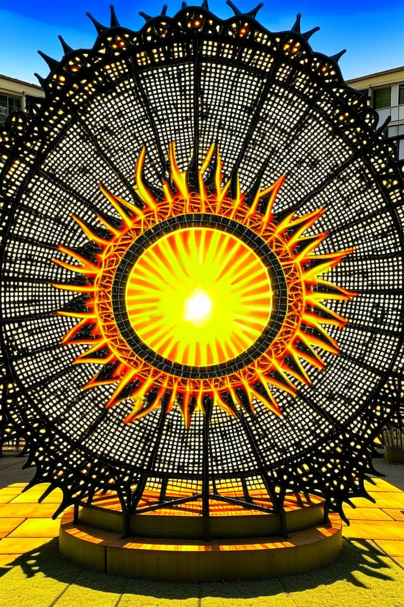 Solar wheel art with fire