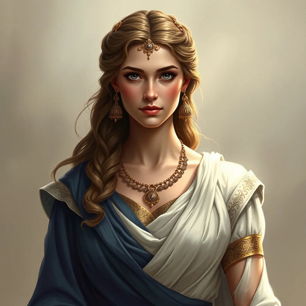 a beautiful noble woman, Roman empire, young, pretty, dress, digital art