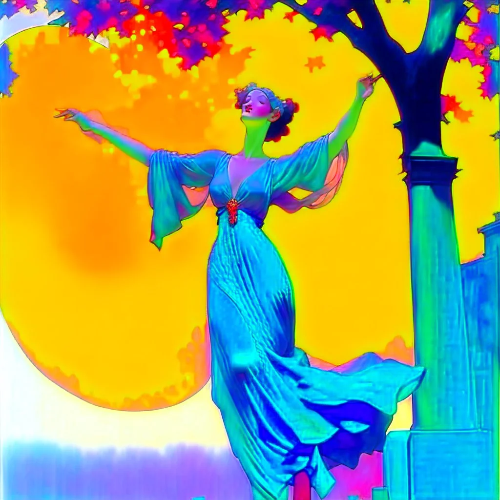 woman dancing in the street Maxfield Parrish