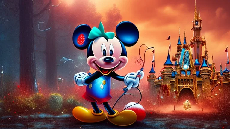 zombie mickey mouse hybrid, photorealism, movie screen capture, horror, sci-fi, retrofuturism,