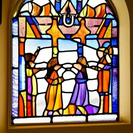 hanukkah menorah in stained glass