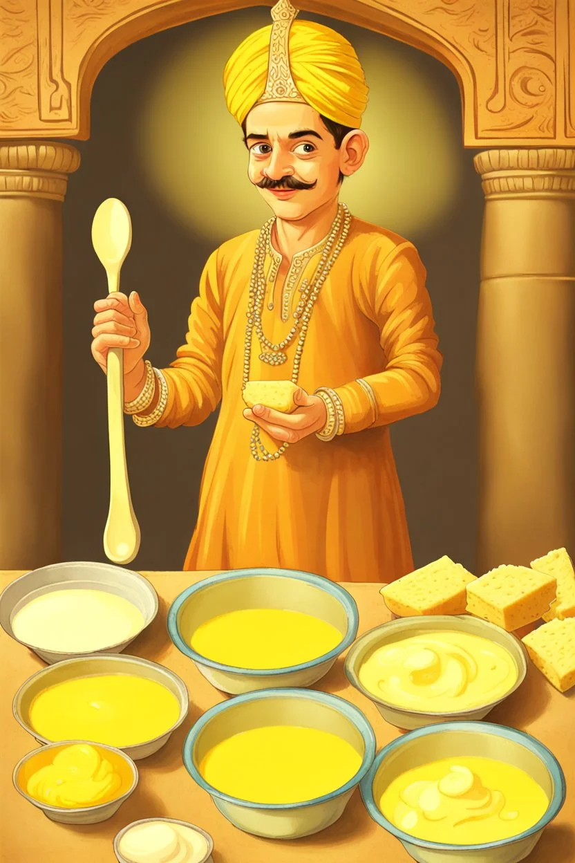 Little Boy used curd and asked if Akbar can spot butter in this? ,