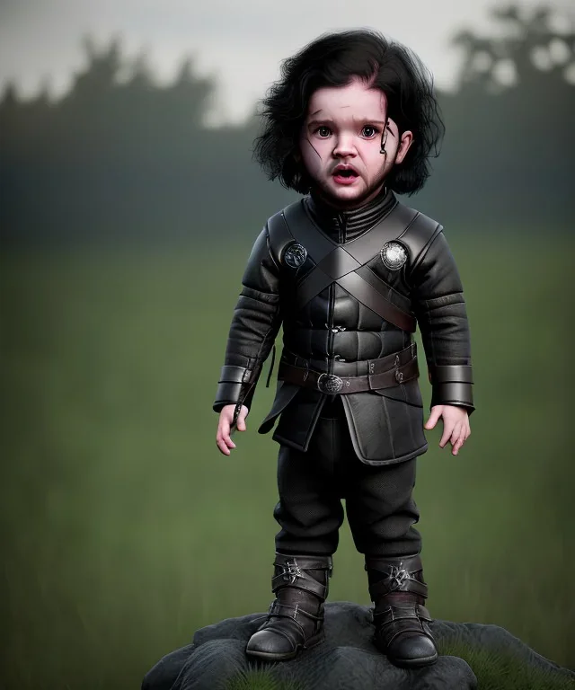 Jon snow toddler, full body, angry, dragon, dramatic lighting, hyper realistic