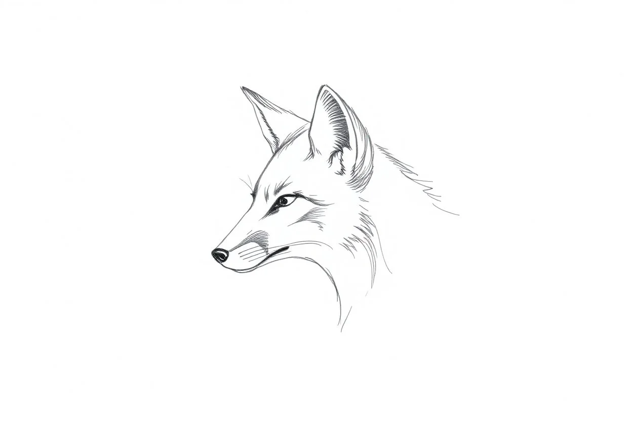 faint sketch of a fox’s head