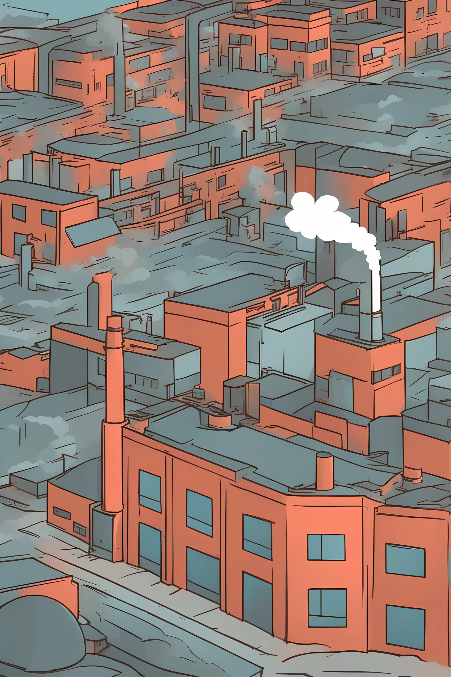 Polluted city and factory gas emissions