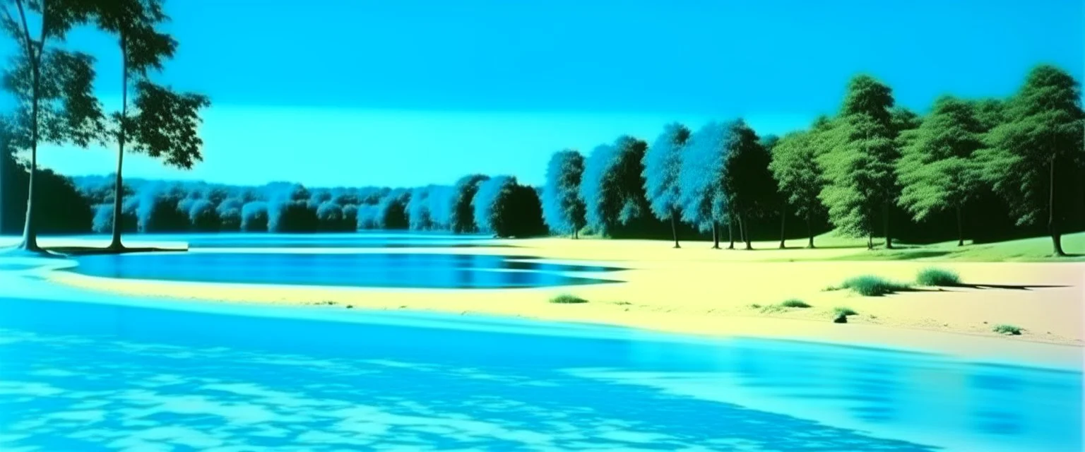 A light blue beautiful Danube beach painted by Andy Warhol