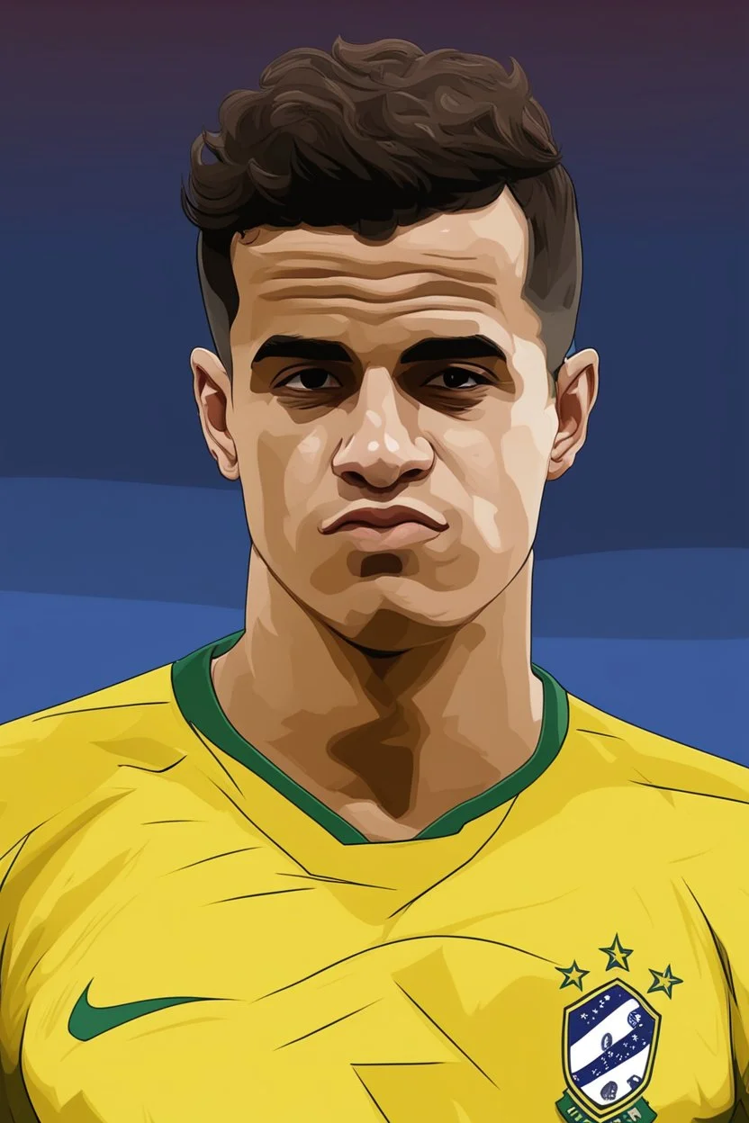 Philippe Coutinho Brazilian football player ,cartoon 2d