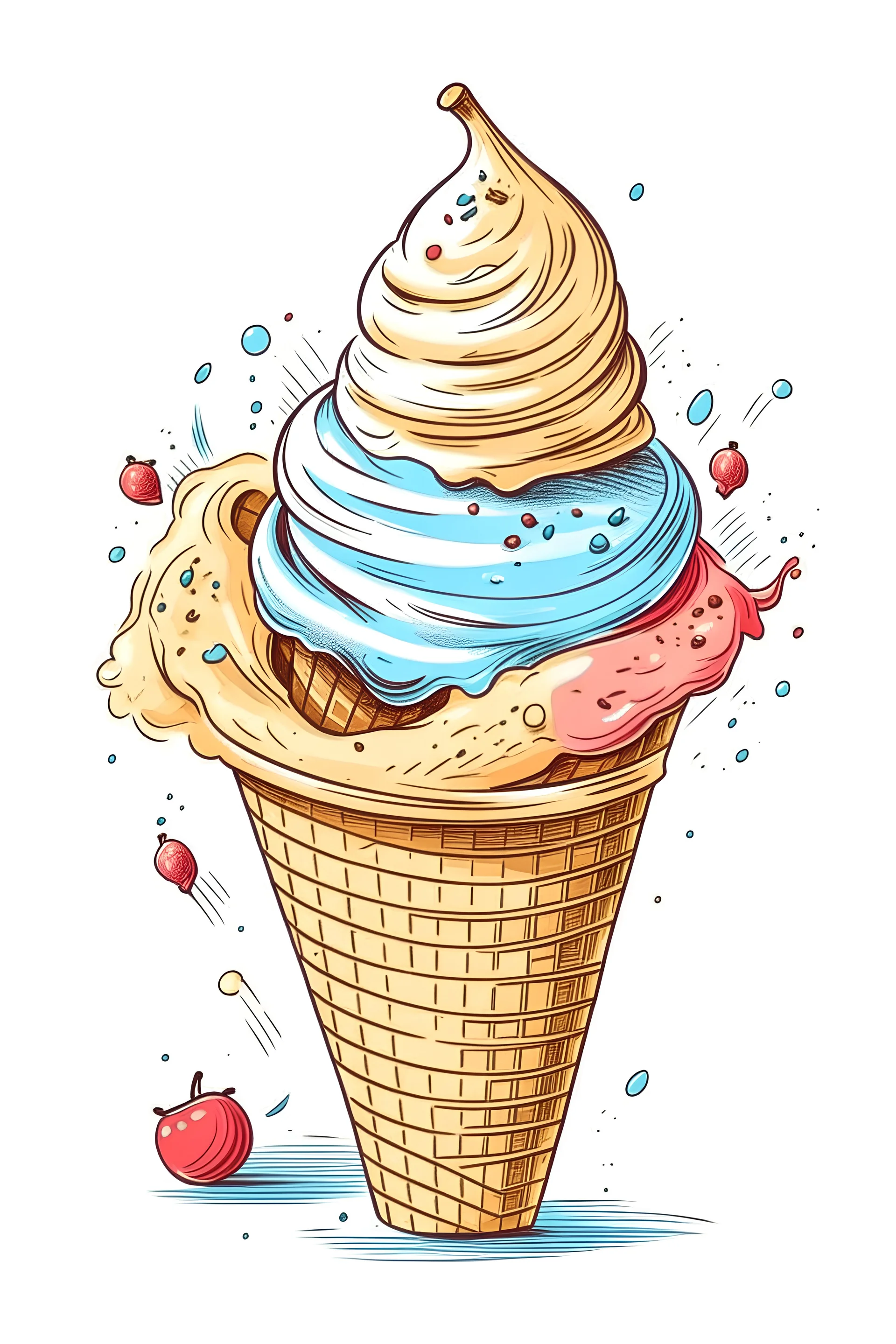 Soft ice cream in a cup of monochrome line drawing - Stock Illustration  [99792916] - PIXTA