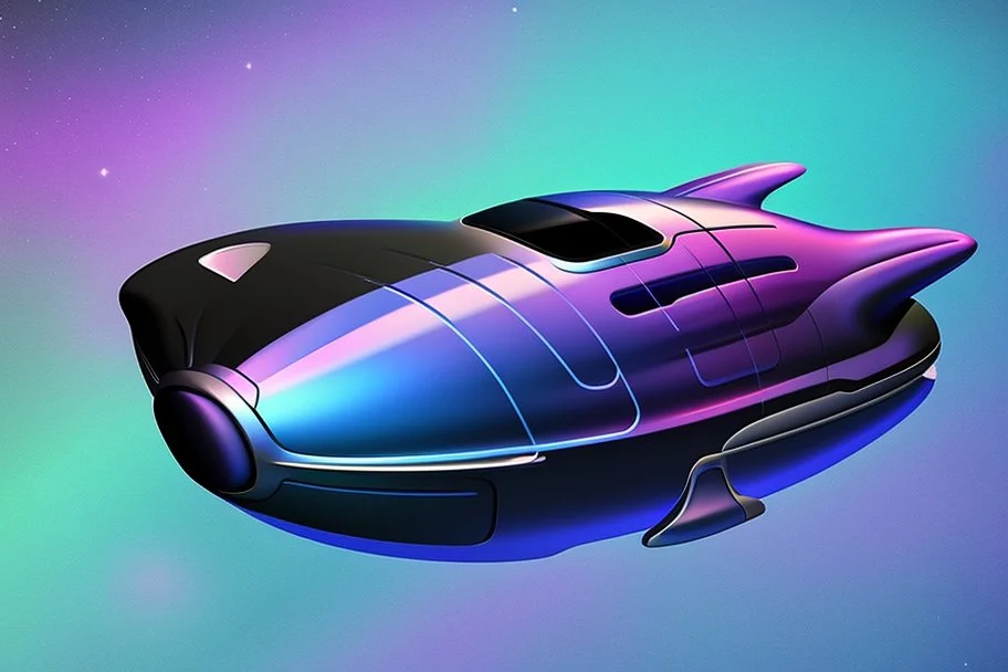 cool design of a small spaceship cruising through the gAlaxy