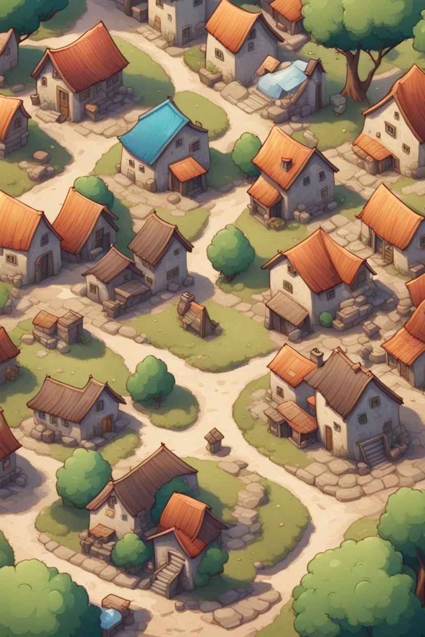 background, cartoon, top down village