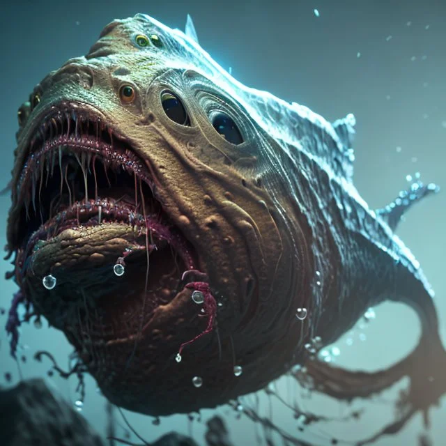 fluid ink angler fish creature, unreal engine 5, 8k resolution, photorealistic, ultra detailed