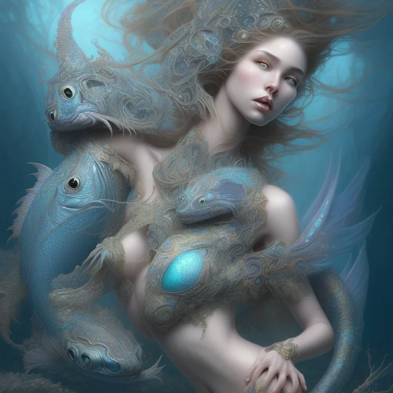 sango fantasy, fantasy magic, intricate, sharp focus, illustration, highly detailed, digital painting, concept art, matte, artgerm and paul lewin and kehinde wiley, masterpiece sexy lips Asian lady fish body mermaid turquoise space lady beach sea