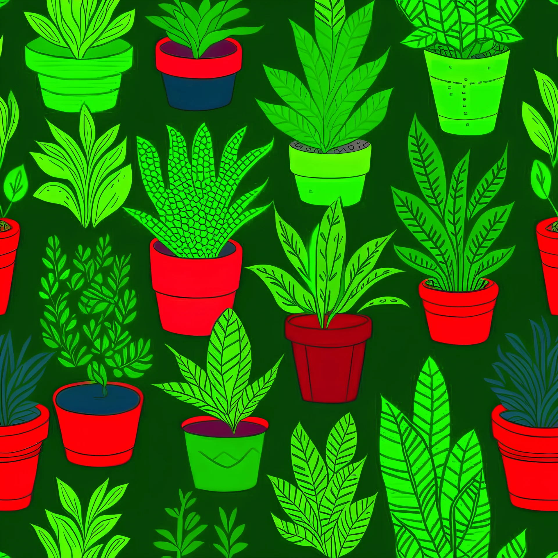 several pot plants