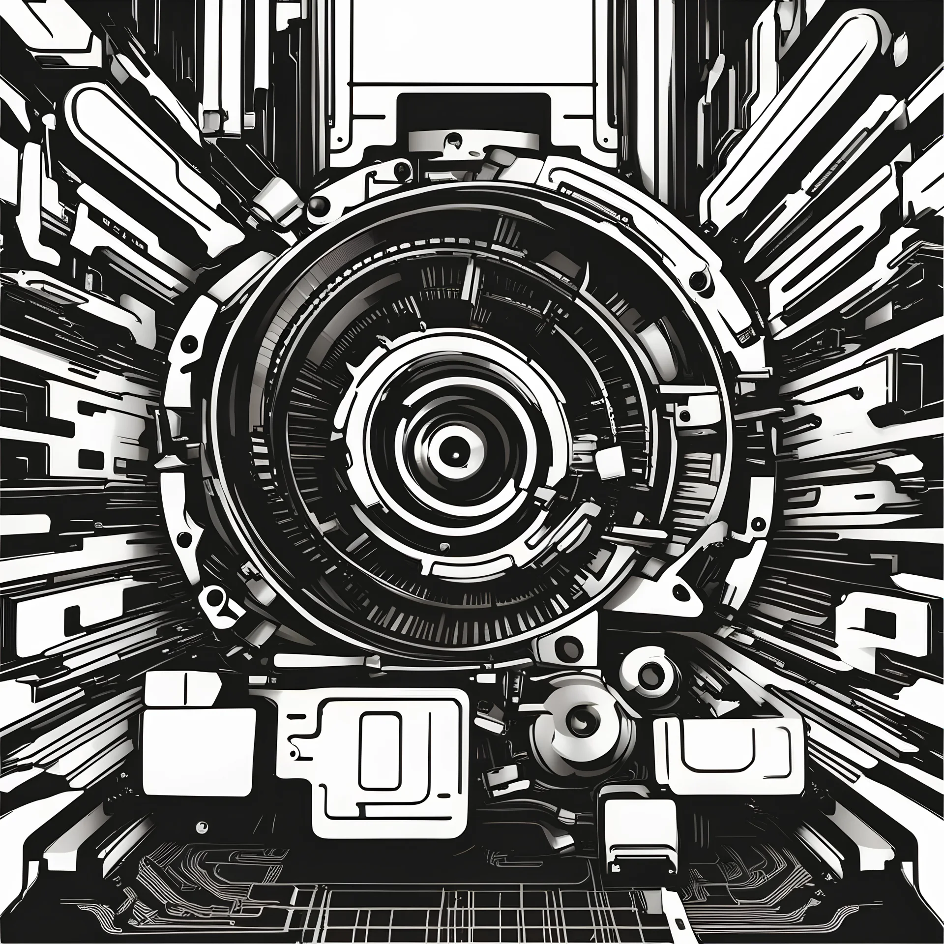 a logo for a mass storage device. Technical black and white vector logo for operating system