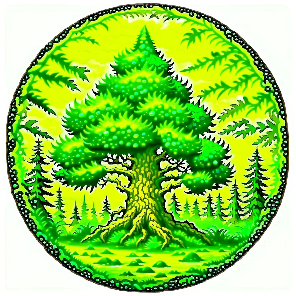 woods pine tree RPG MMO hotkey ability icon painterly