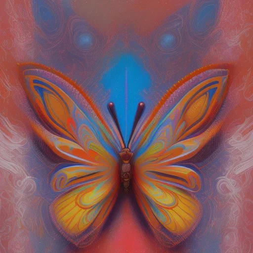  pastel colors, future art , red, orange, white,brown, butterfly