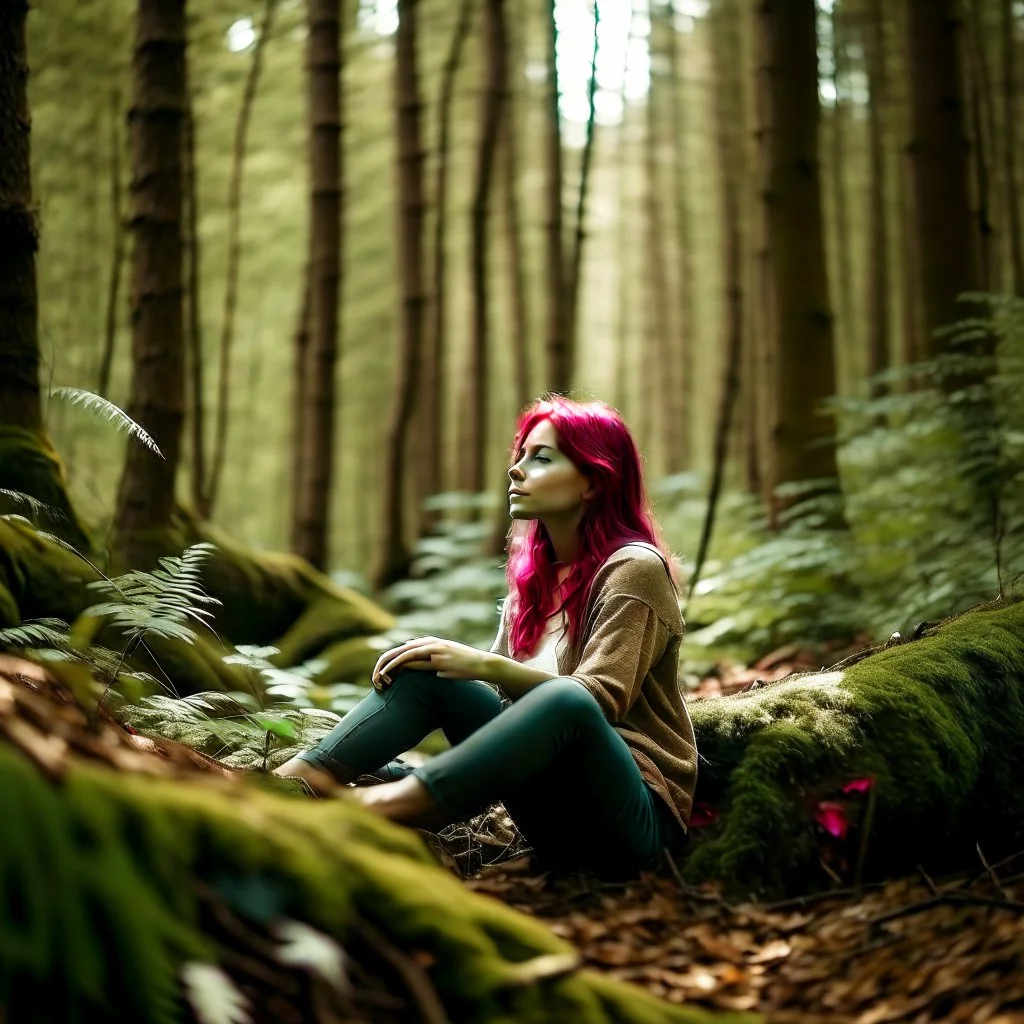 woman relaxing in the forest