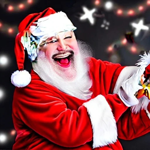 wings, freaky Santa, laughing, flying, wings