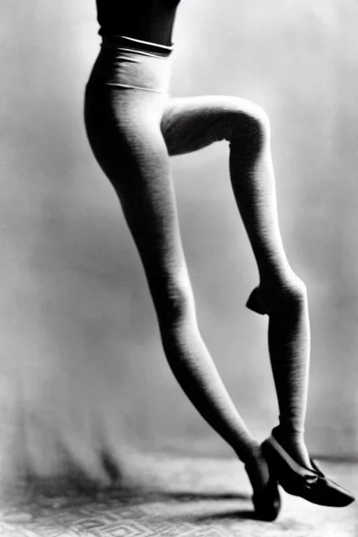 Ziegfeld Girl with short hair on leggings