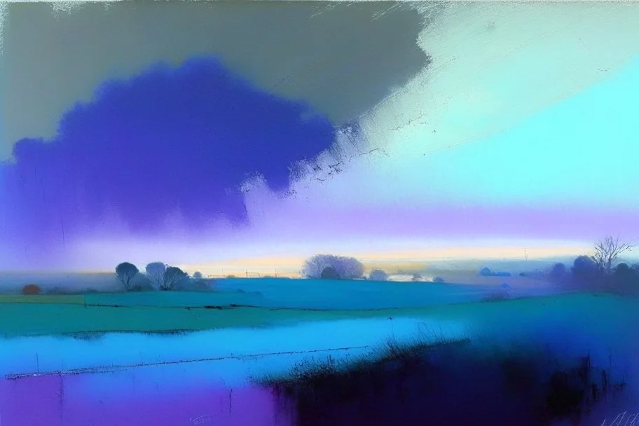 Leicestershire landscape, style of Peter wileman pastel colours