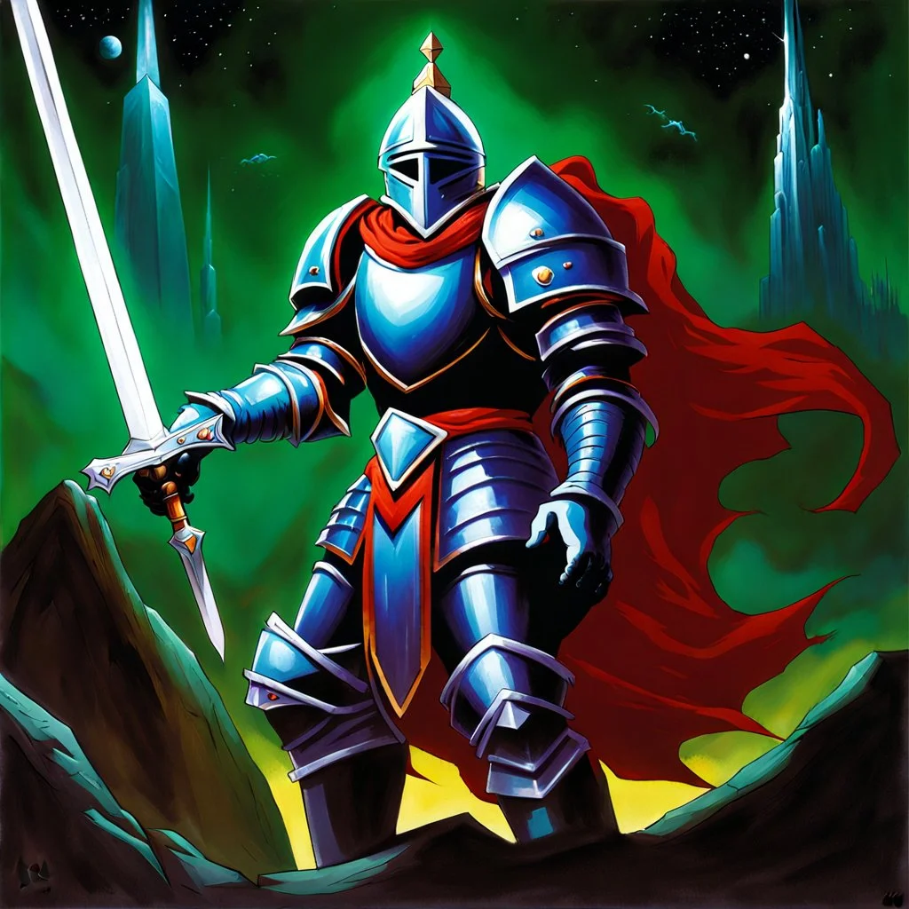 fantasy space knight 90's tcg art