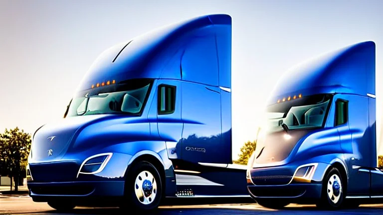 A Tesla semi-truck is parked, in the 'French Quarter' in New Orleans, Louisiana. CINEMATIC. WIDE ANGLE LENS.