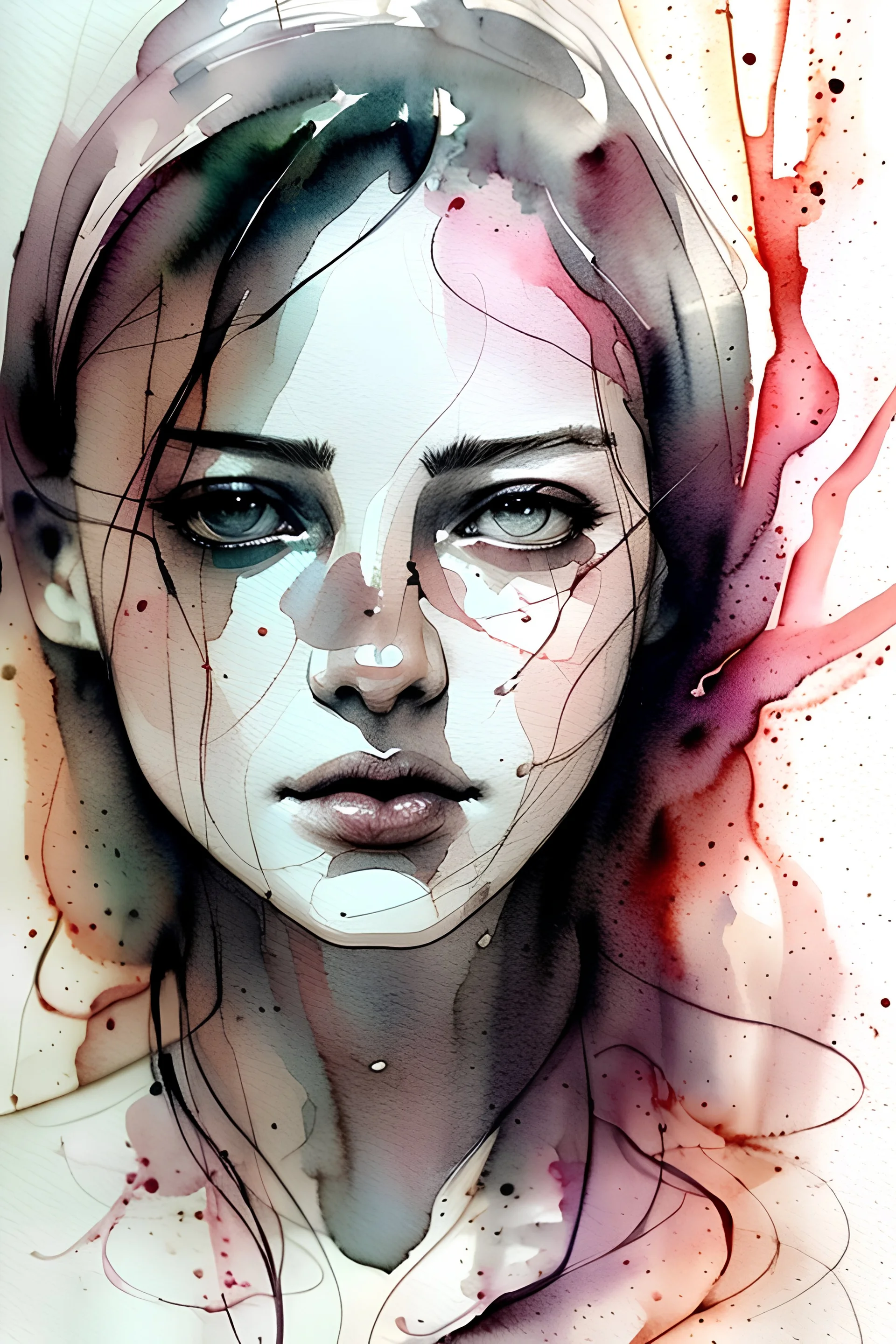 watercolor sketch by <agnes cecile><Dario De Siena> inks,women,painting, black,body